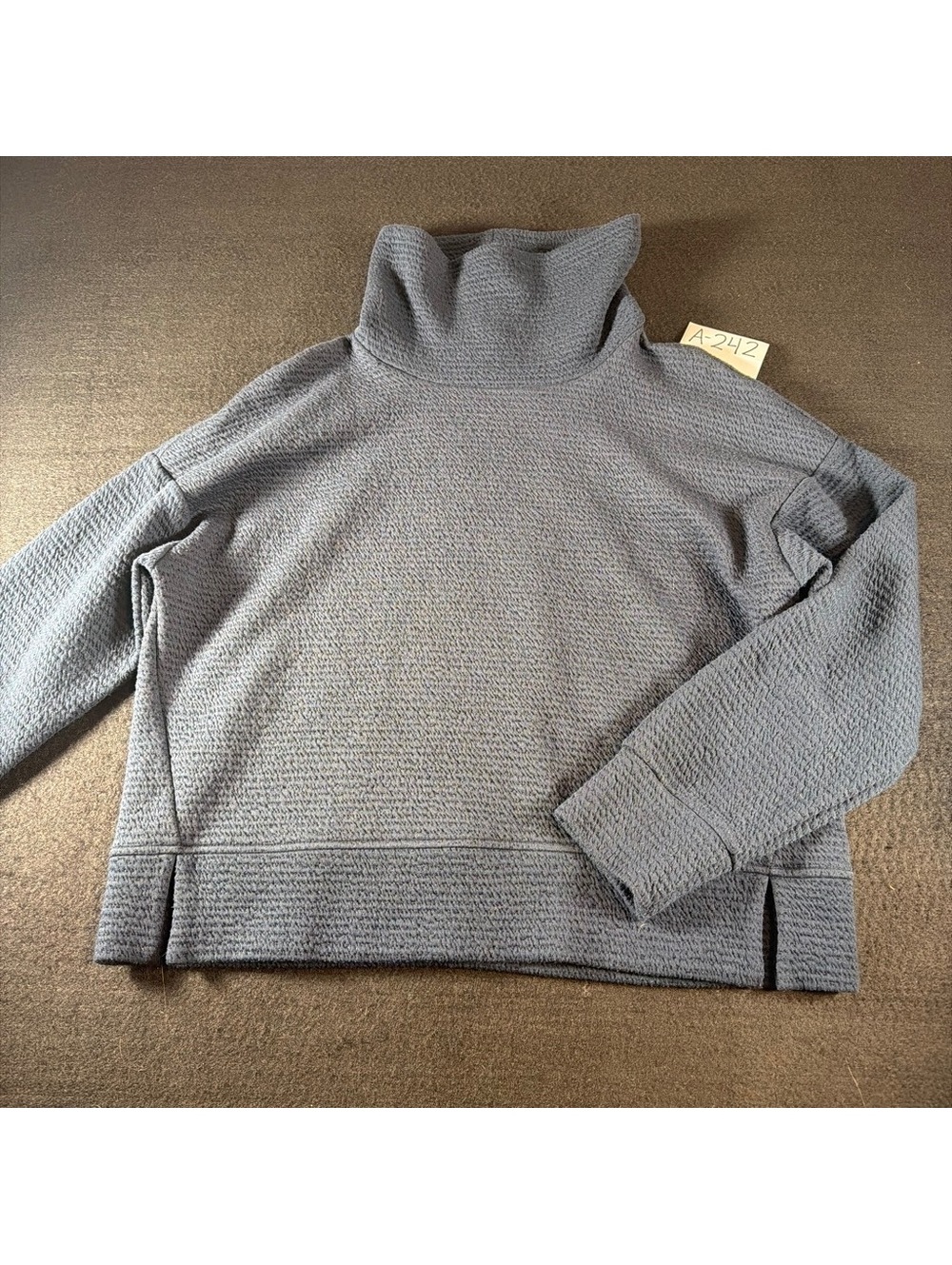 CALIA Women’s Jacquard Funnel Neck Pullover Gray Textured Sweater NWT $70